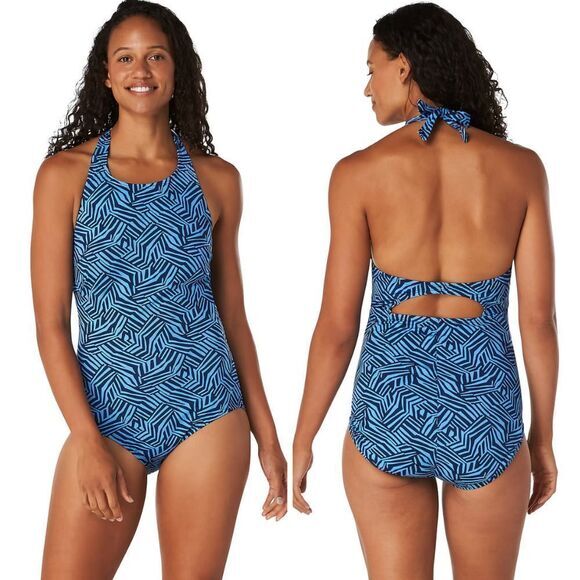 NEW Speedo Print High Neck One Piece Women's Recreational swimsuit, 18 - Picture 1 of 15